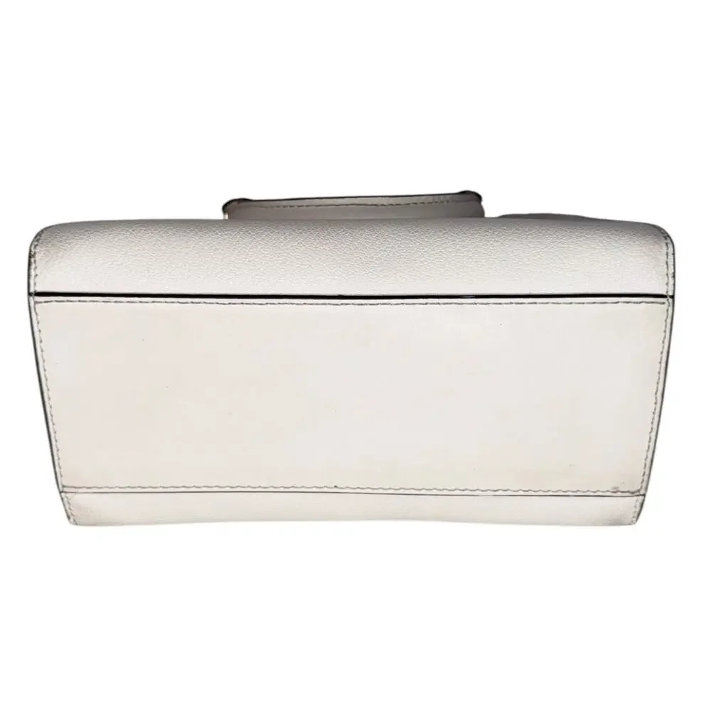 Michael Kors Ivory Pebbled Leather Purse Handbag Crossbody Square Satchel - Picture 8 of 11